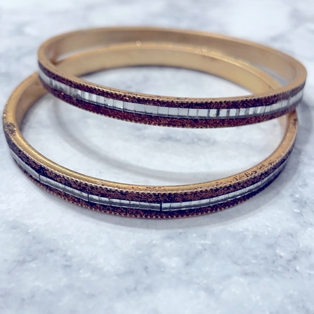 Sparkly Bronze And Crystal Bangle Bracelet Set